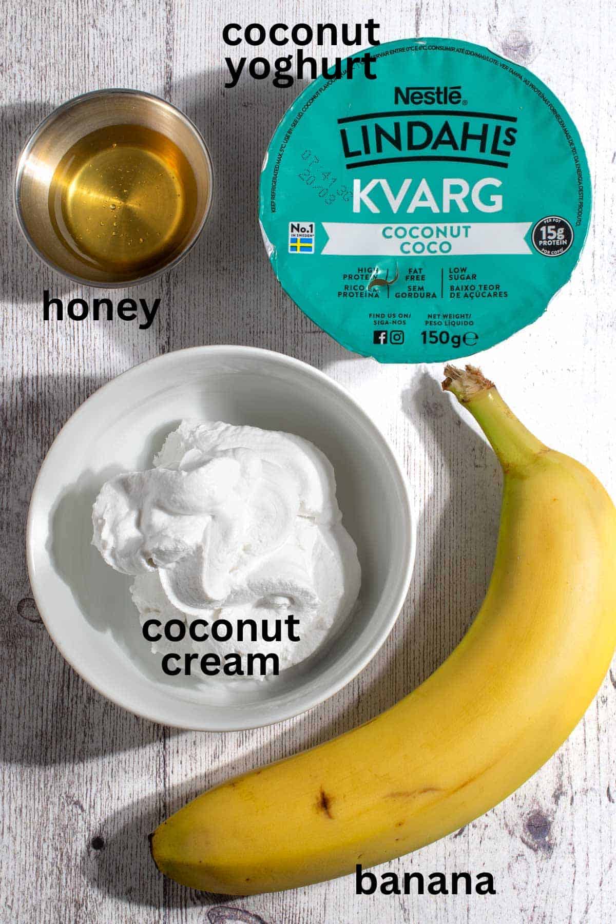 Coconut milkshake ingredients.