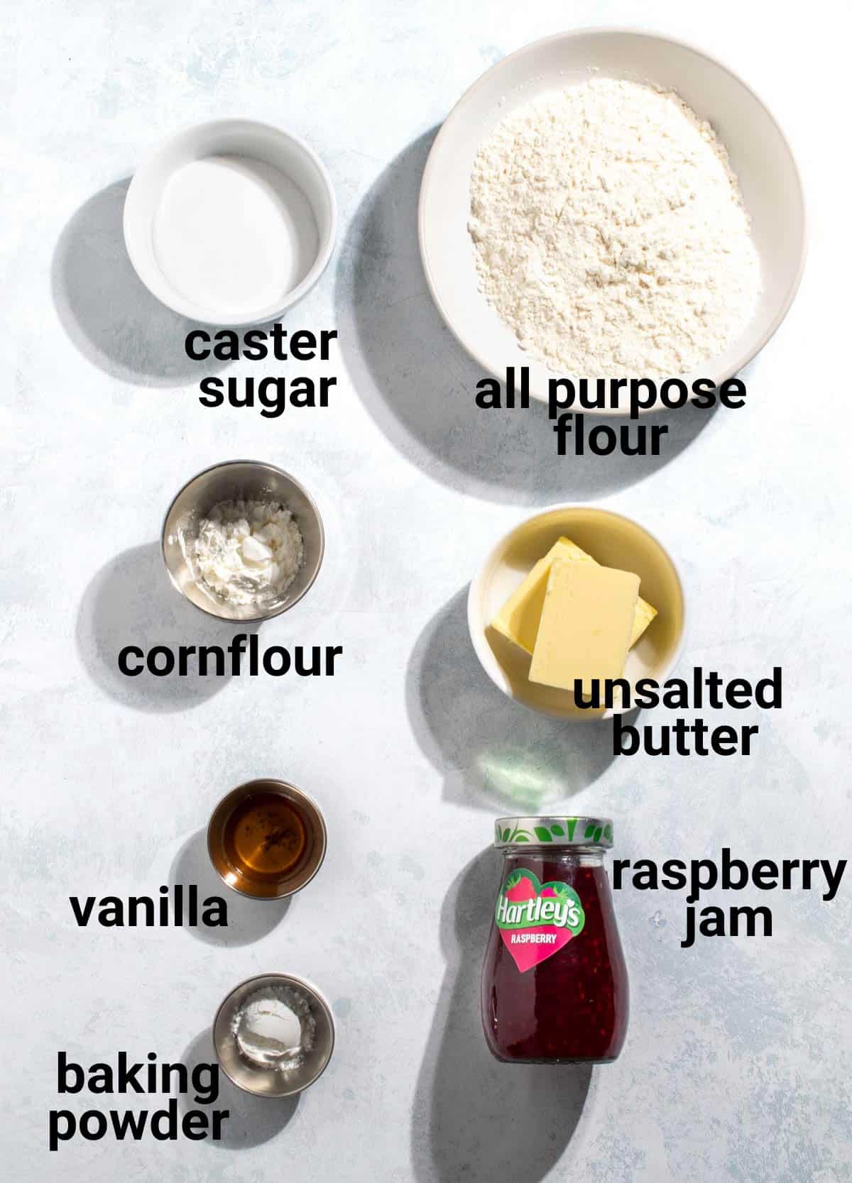 Hallongrottor cookie ingredients.
