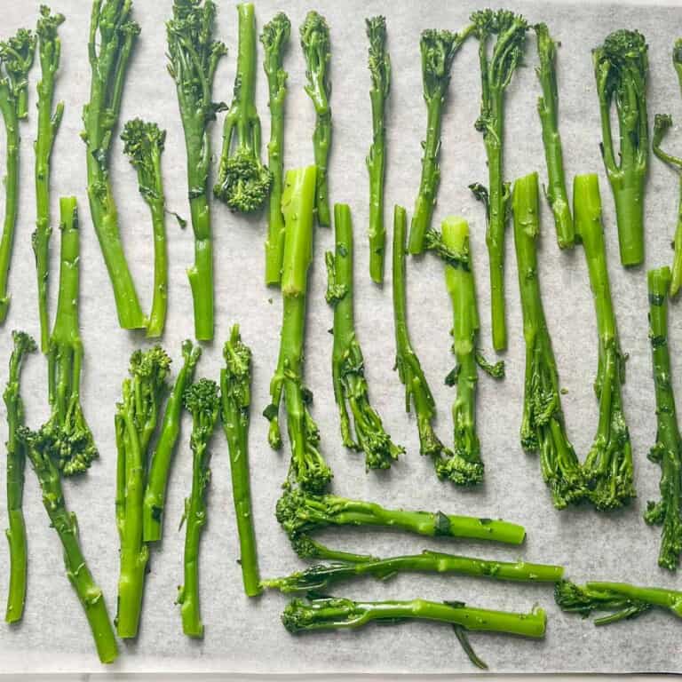Roasted tenderstem broccoli with parmesan and pine nuts
