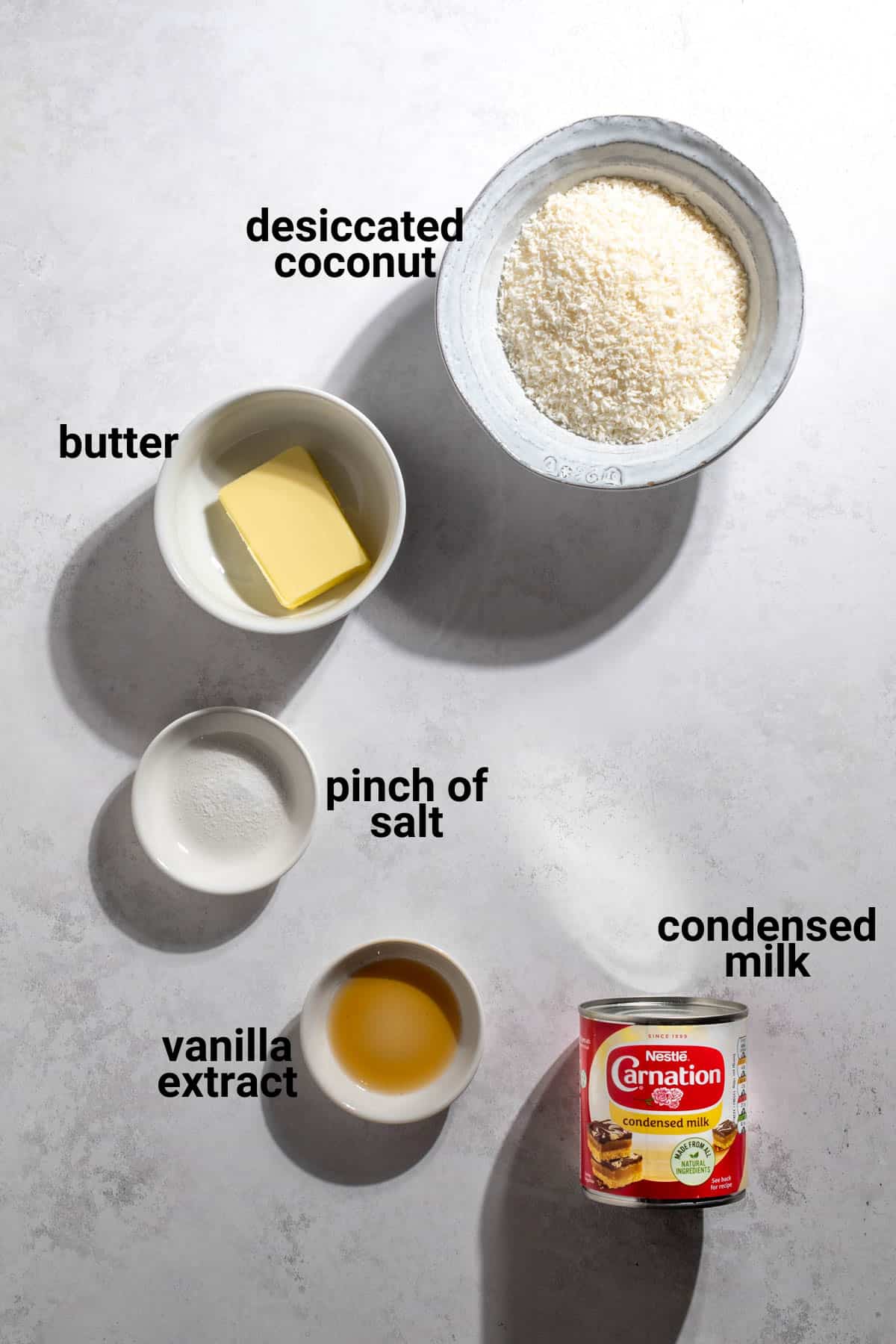 Beijinhos ingredients.