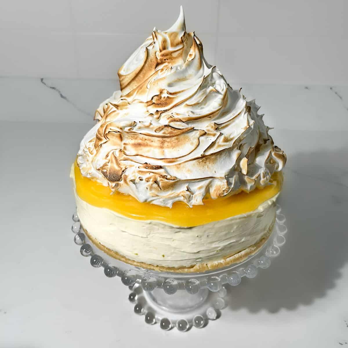 Torched meringue on top of the lemon cheesecake.
