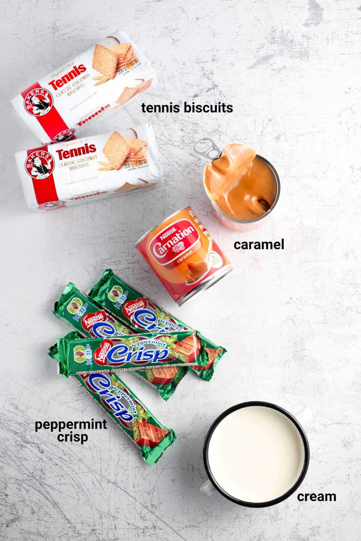 Peppermint crisp tart ingredients.