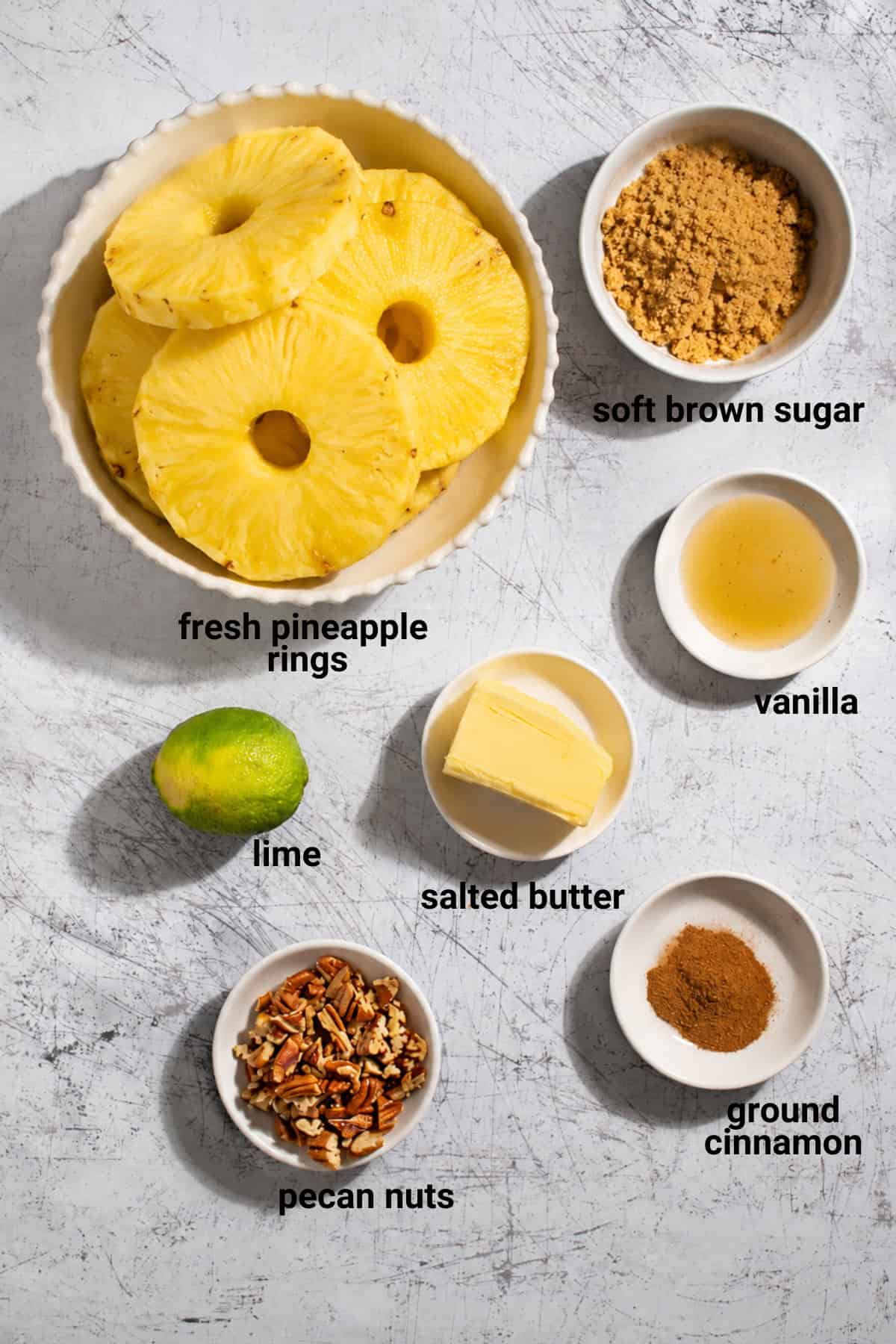 Caramelised Roasted Pineapple with Cinnamon Butter ingredients.
